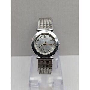 Skagen Denmark 107SGSC Womens Stainless Milanese Quartz Watch Silver New Battery